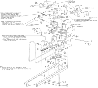 Drive Diagram and Parts List for 19A40024OEM (-2022)(2016) Yard Machines Lawn Tractor